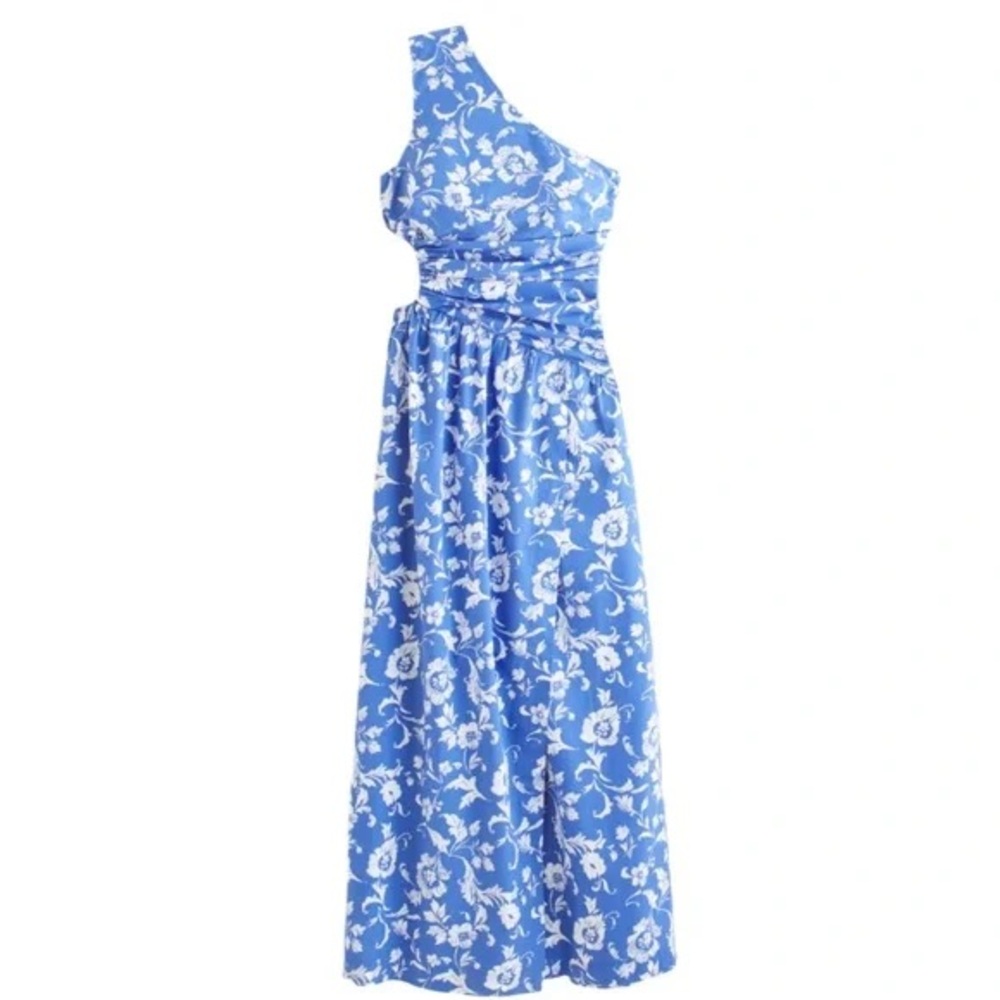 Abercrombie & Fitch Blue Floral One-Shoulder Dress